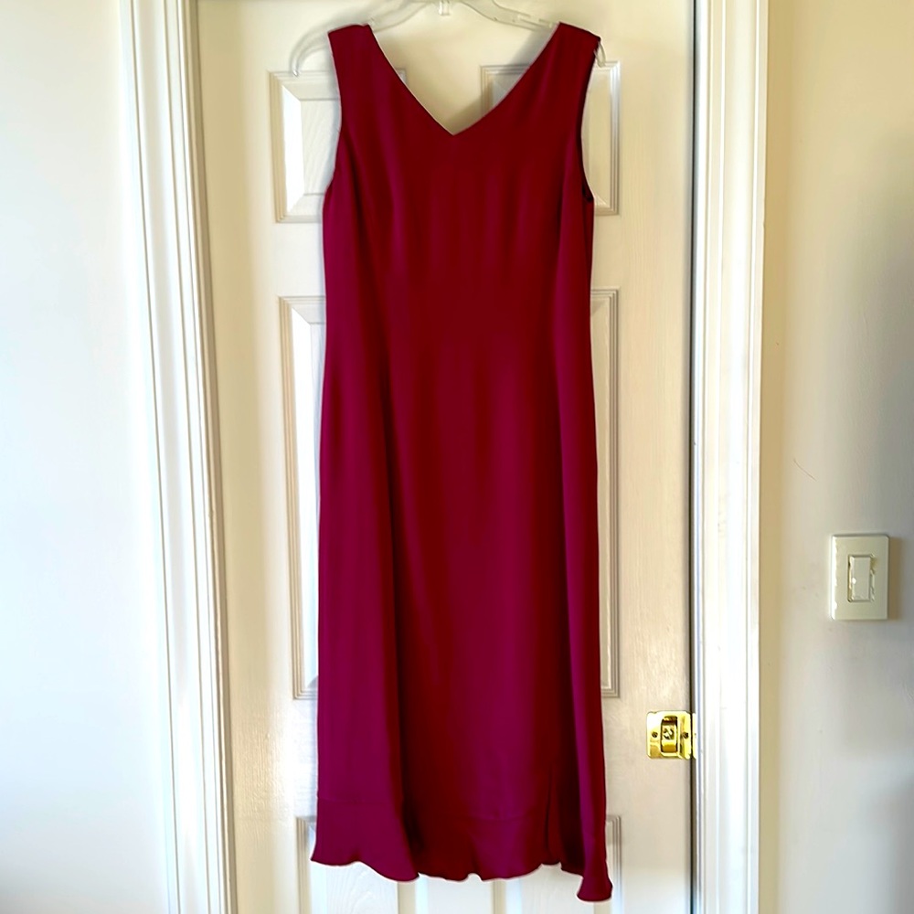 Talbots Cranberry Silk Midi Dress